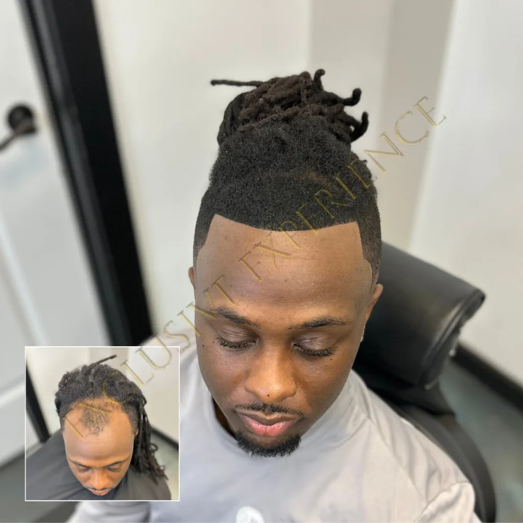 receeding dread hair line man weave